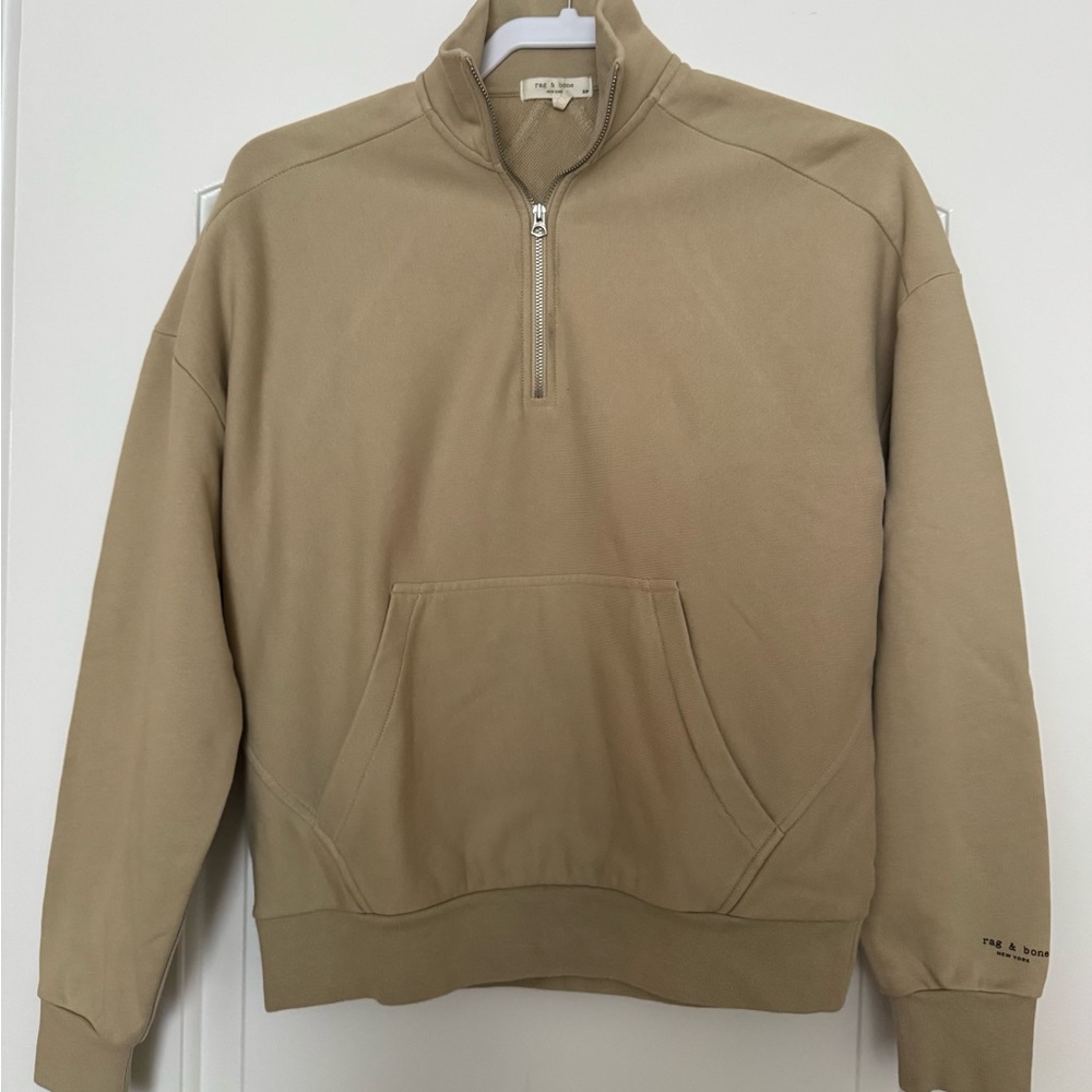 Rag & Bone City Half Zip Terry Pullover Sweatshirt, Size S
